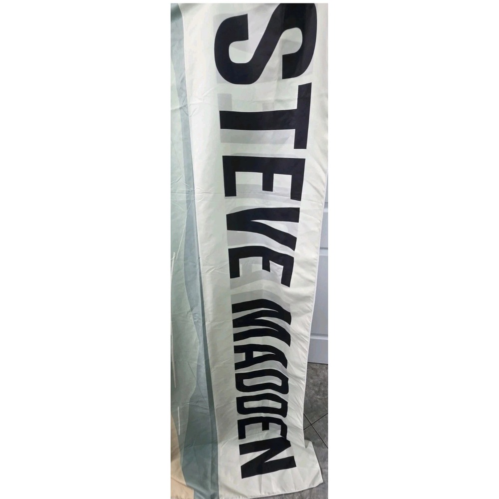 Steve Madden Large Fabric Display Banner 35x68 White Sage Green Logo Wall Decor